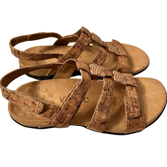 Vionic Amber Adjustable Natural Cork With Gold Flecks Sandals Size 7 W - Picture 3 of 7